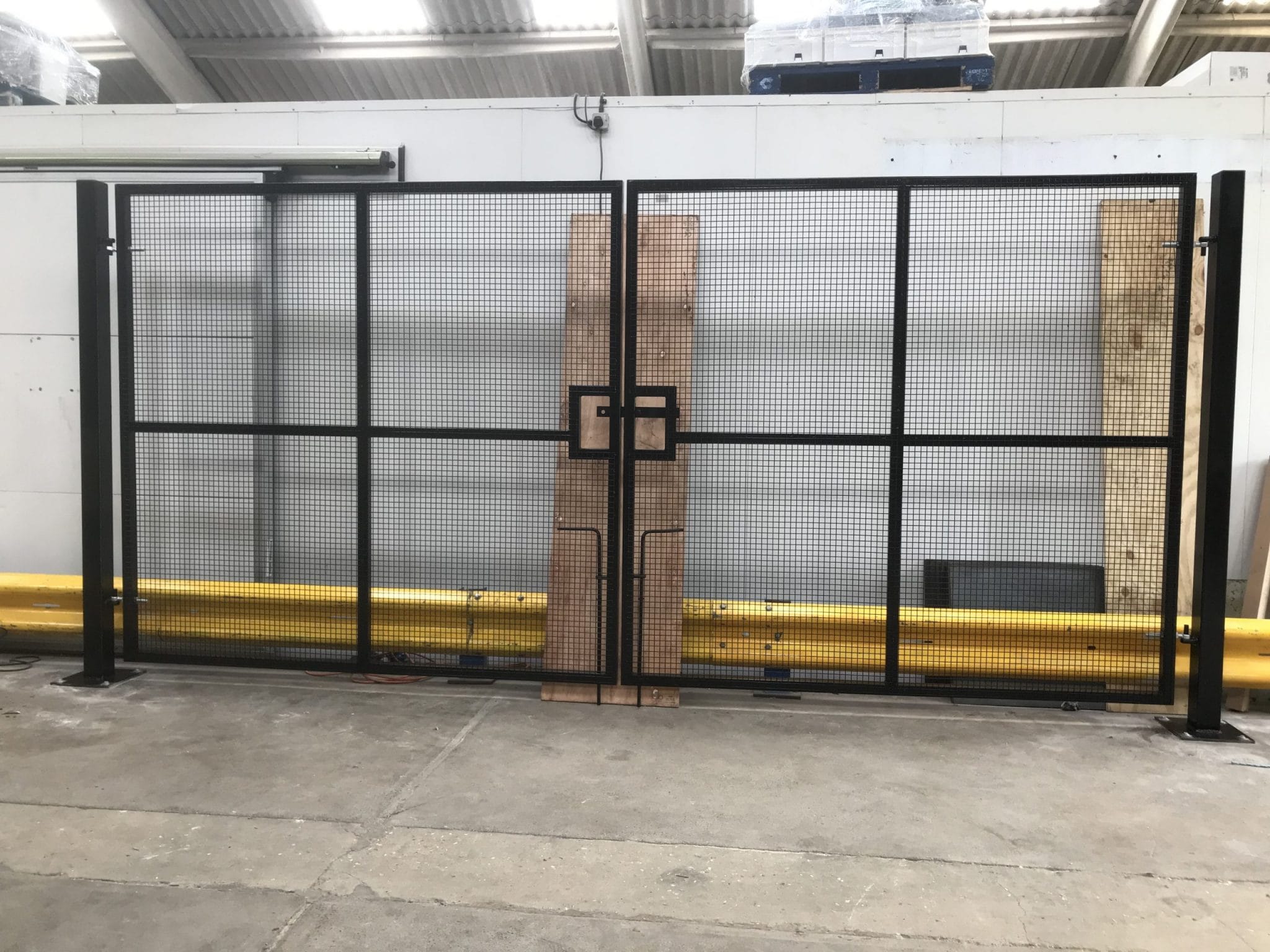 Mesh clad site gates installed on construction site